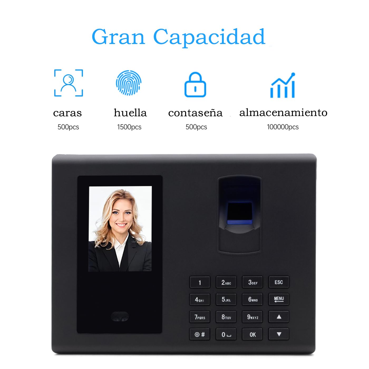 Aktivstar Macchina Scheda di Assistenza Biometrica Lettore Impronte Digitali Controllo Assistenza Sistema Spagnolo Senza Internet, Senza Costi