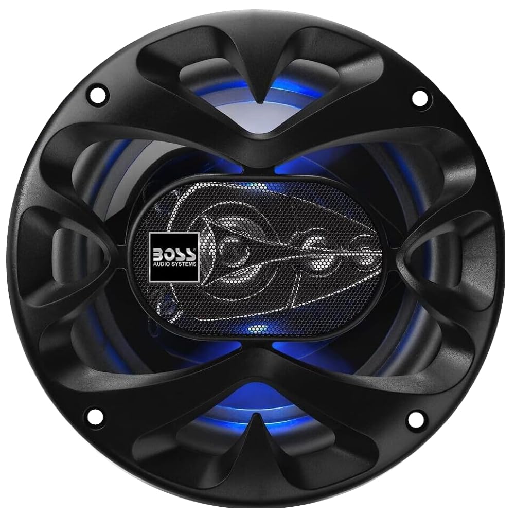 ZESTAW DO BOSS AUDIO SYSTEMS BE654 2 głośników koncentrycznych 4-drożny 6,5" 16,5 cm, 150 W RMS, maks. 300 W, 4 omy, niebieska dioda LED, gumowe zawieszenie, za parę + akcesoria gratis