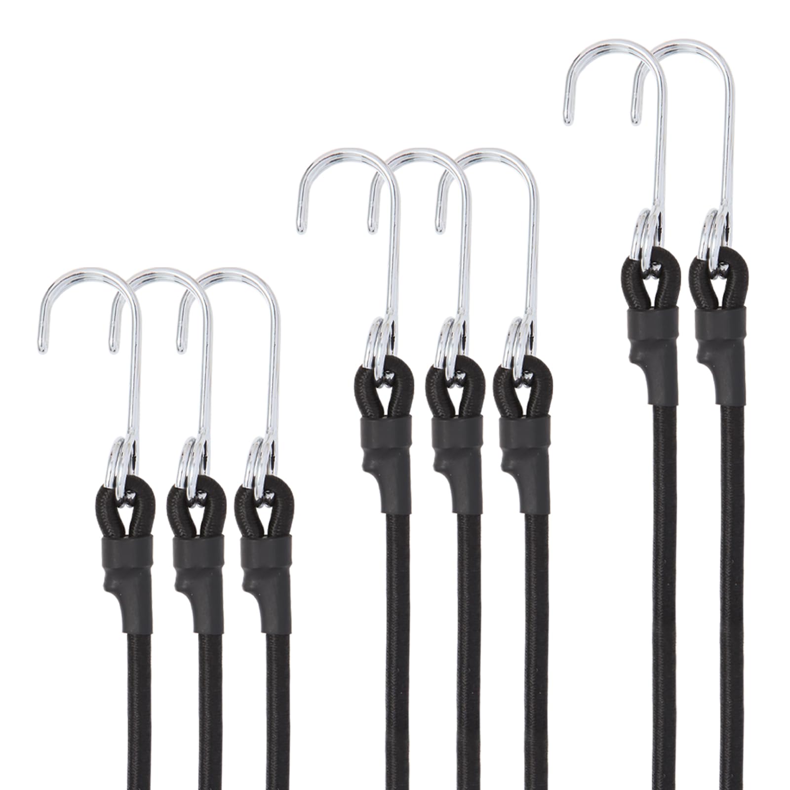 Spanngummi,8er Expander mit Haken Gepäckspanner Gummispanner 60CM Schwarz | Wetterbeständig,Starke Dehnung,Durchmesser 8mm für Sackkarre Gepäckträger Fahrrad Motorrad Camping