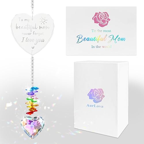 Regalos para mamá, regalos de cumpleaños para mamá, cumpleaños, Navidad, Acción de Gracias de parte de hija e hijo, mamás atrapasoles de cristal