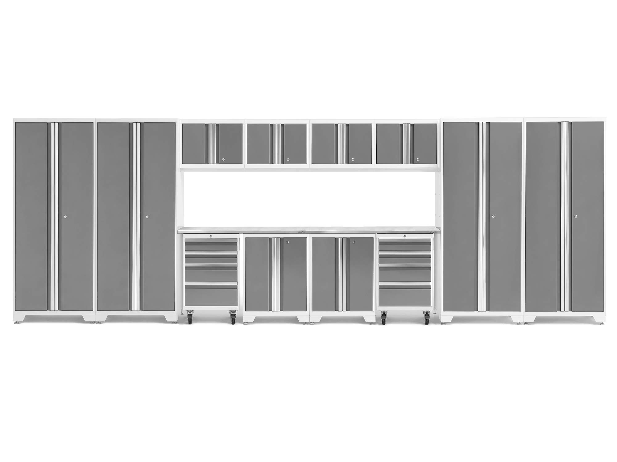 NewAge Products Bold Series White 14 Piece Set, Garage Cabinets, 56993