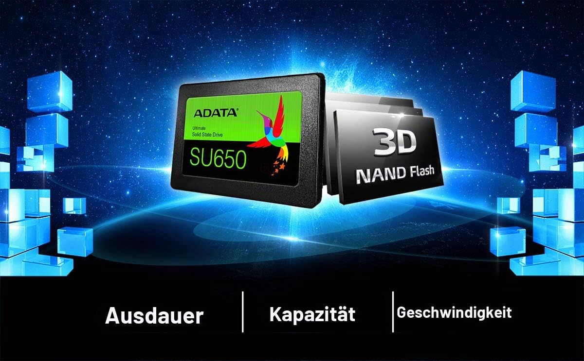 ADATA Ultimate SU650 - 240 GB, interne Solid-State-Drive mit 3D-NAND-Flash, 2.5 Zoll, schwarz