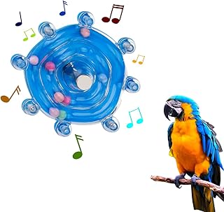 Bird Toy Bird Cage Accessories Colorful Parakeet Toys Wheel, Interactive Spinner Rattle Parrot Toy, Cockatiel Toy For Bird Cage, Chewing Exercise for African Grey (Blue)