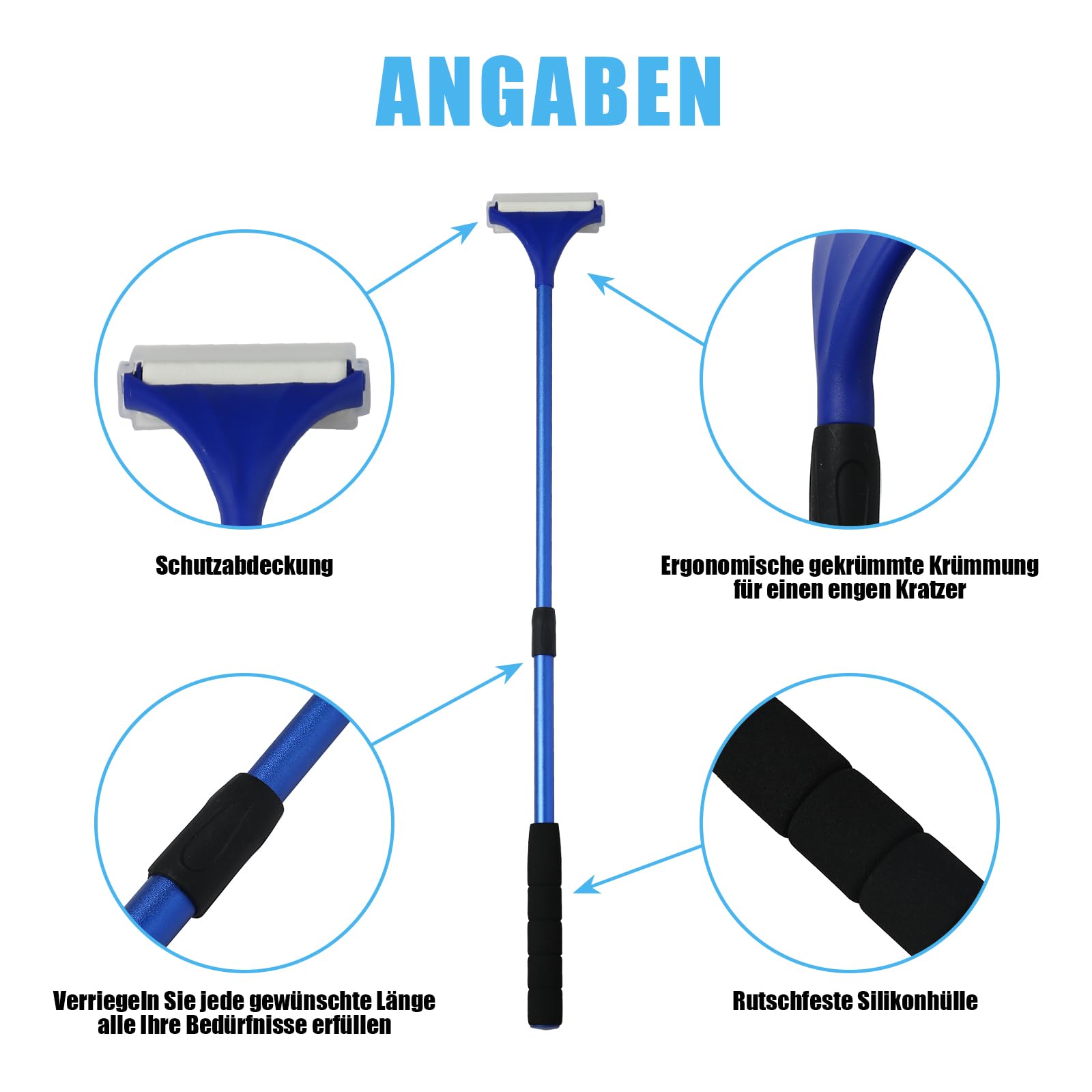 EASACE Mini aplikator balsamu, pędzel, aplikator, pielęgnacja ciała, narzędzie do pielęgnacji skóry z 3 wymiennymi głowicami, łatwe do przenoszenia (niebieski)