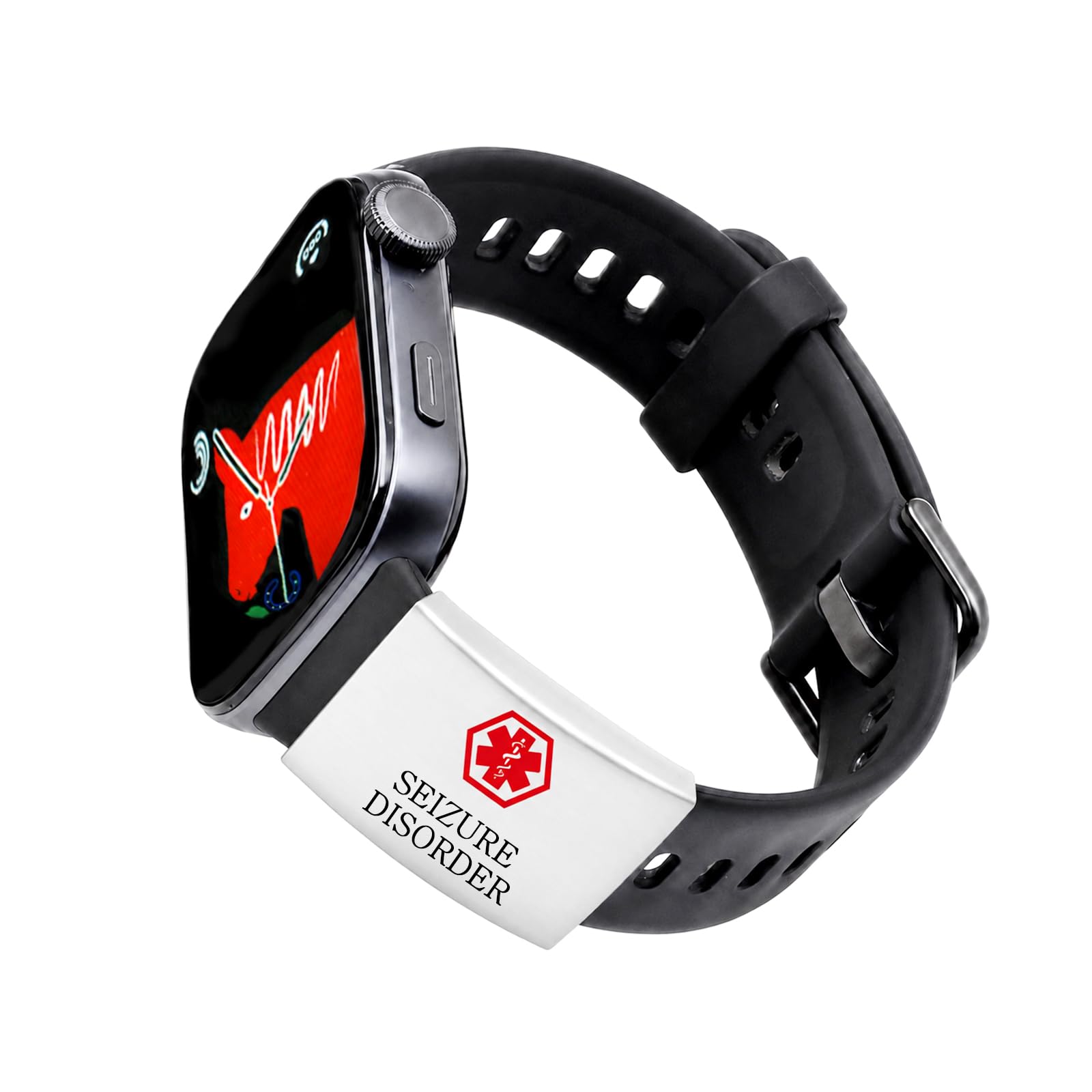 Tobestu Silver Color Seizure Disorder Medical ID Watch Band Plate Emergency Alert Tag YA7129