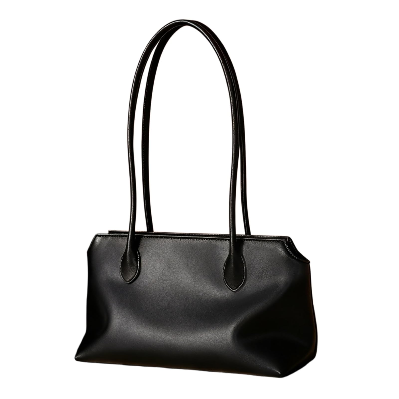 beauty case Borsa In Pelle Reale A Spalla Delle Ascelle Di Grande Capacità Per Pendolari Elegante L'uso Quotidiano Del Lavoro-black