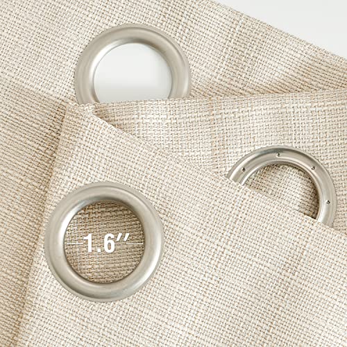 Vangao Beige Linen Textured Farmhouse Curtains 84 Inches Long For Living Room Bedroom Grommet Top Light Filtering Casual Weave Window Drapes 2 Panels #TOP2