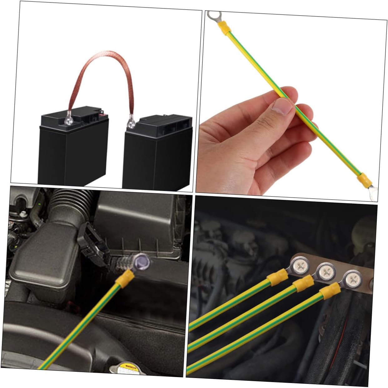 Cabilock 20pcs Heavy Duty Braided Ground Wire Terminals Automotive Ground Strap Engine Grounding Cable for Car Truck Vehicle Safety