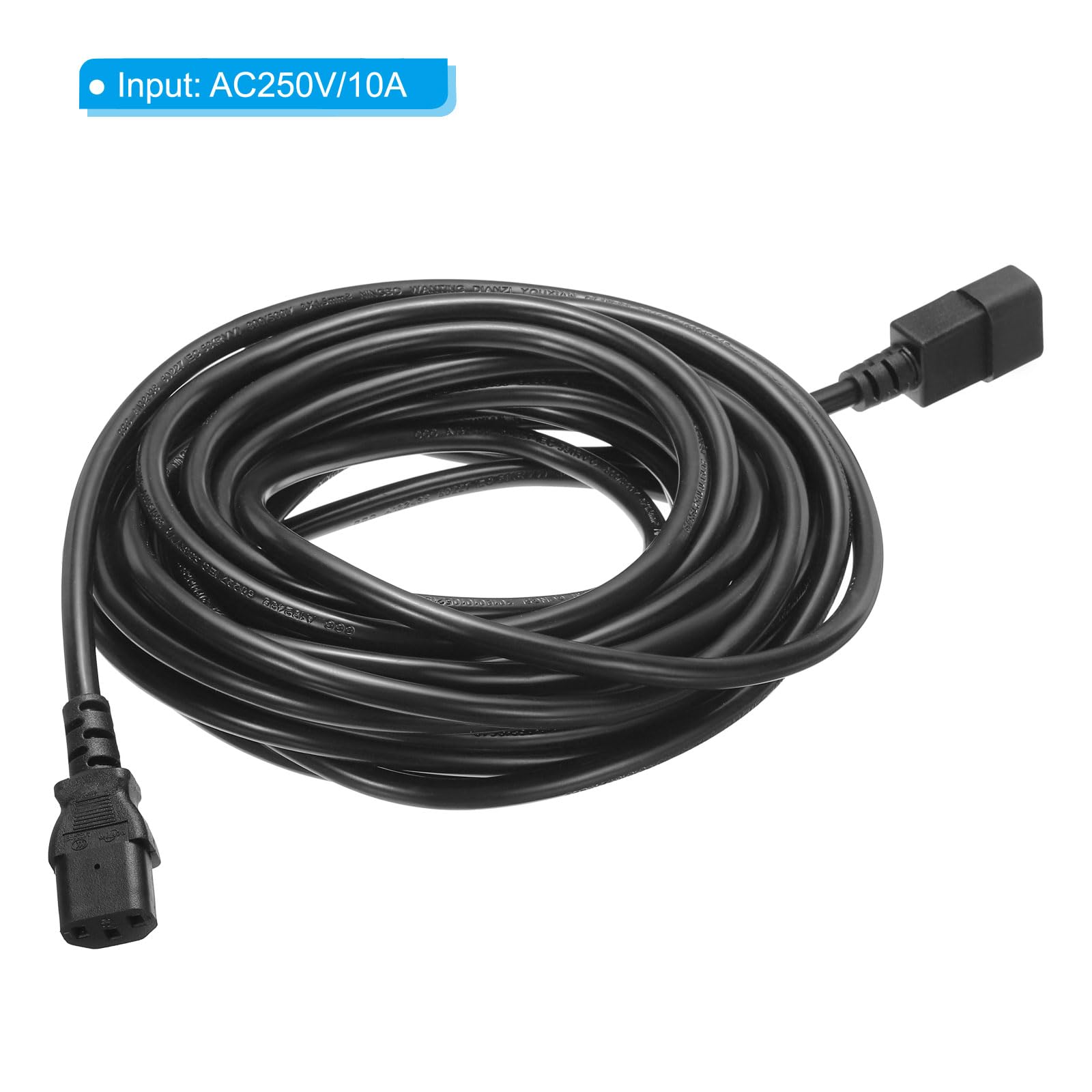 PATIKIL AC-Netzkabel Kaltgerätekabel stromkabel 3-polig C14 Stecker auf C13 Buchse 1,5mm²10m32,8Ft 250V 10A PDU Verlängerungskabel für Laptop Elektronik TV Computer Drucker Radio Monitor