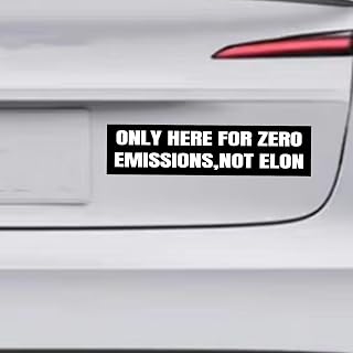 1pcs Anti Elon Stickers for Cars, Only Here for Zero Emissions,Not Elon Decals, Waterproof Vinyl No Elon Bumper Sticker for Car Window, Rrear Tail (1, Black)