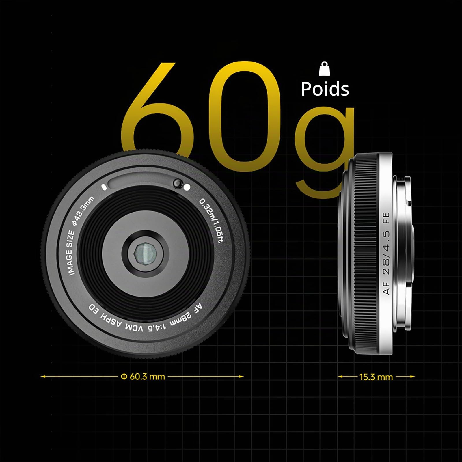 VILTROX Objectif 28mm F4.5 pour Monture Sony E Objectif Plein Cadre Mise au Point Automatique Ouverture Fixe Ultra Mince