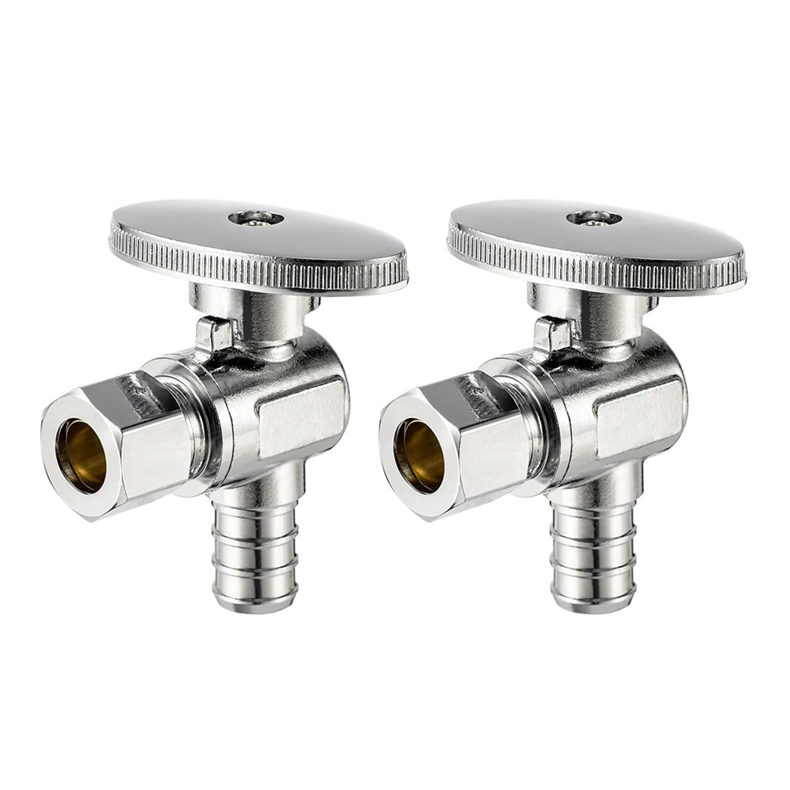 Maryear One Color Angle Valve 2Pcs Shut Off Valve 1/4 Turn Angle Stop 3/8'' Od Compression X 1/2'' Pex Chrome Plated Brass For Faucet And Toilet