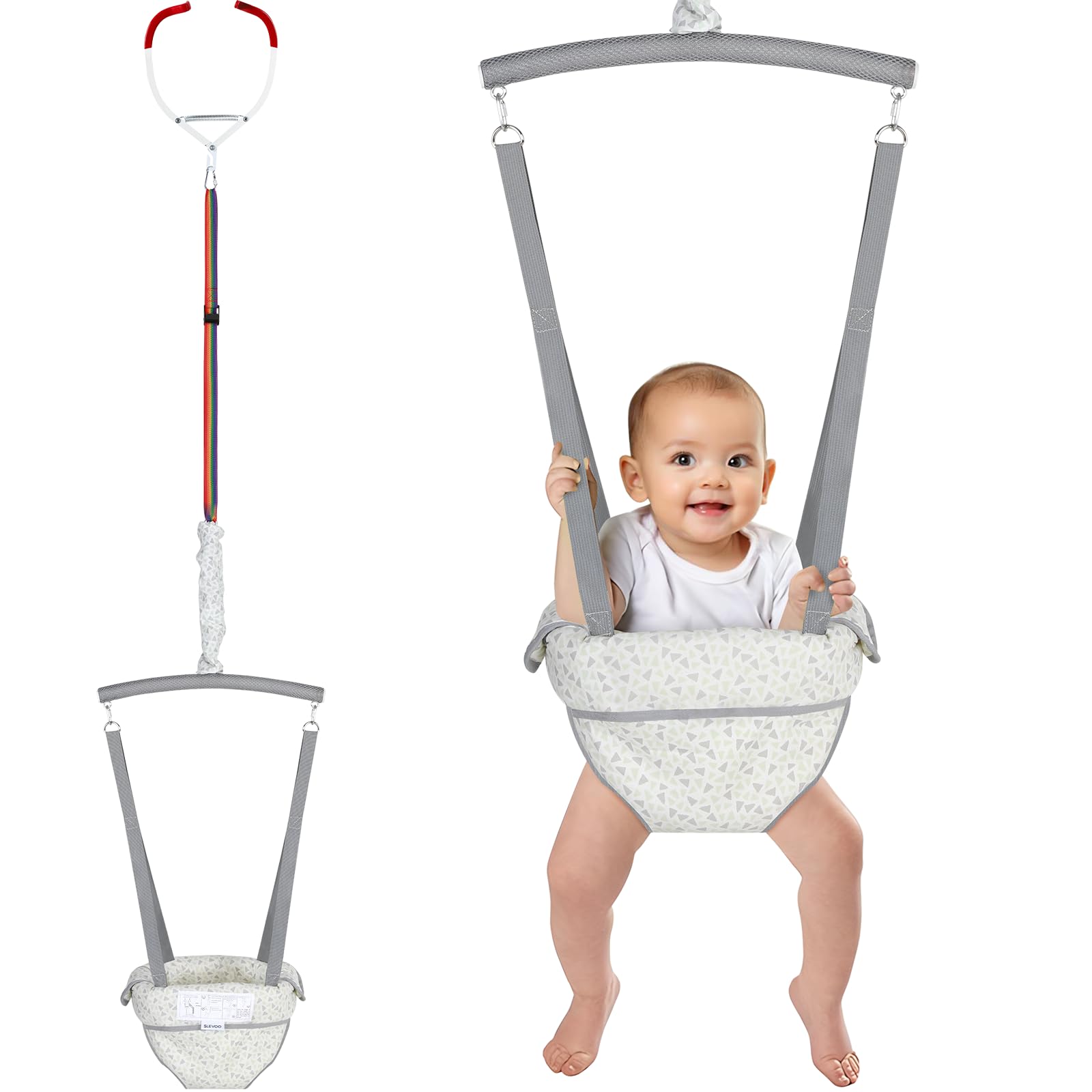 Slevoo Baby Jumper, Baby Doorway Jumper with Door Clamp Adjustable Strap, Fun Activity for 6-12 Months Baby Infant