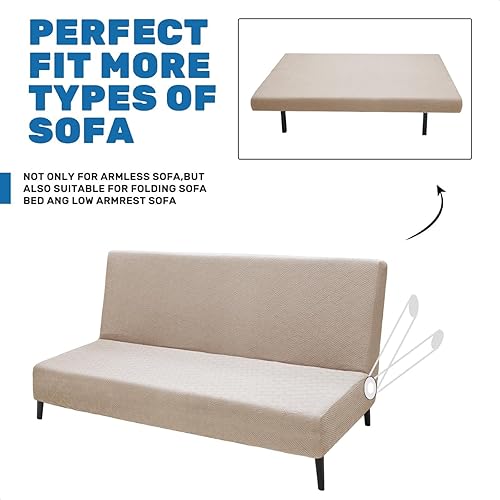Miniatura 4 de XINEAGE Funda para futón 2025, tamaño matrimonial, elástica, sin brazos, funda para sofá cama antideslizante sin reposabrazos, funda para futón con