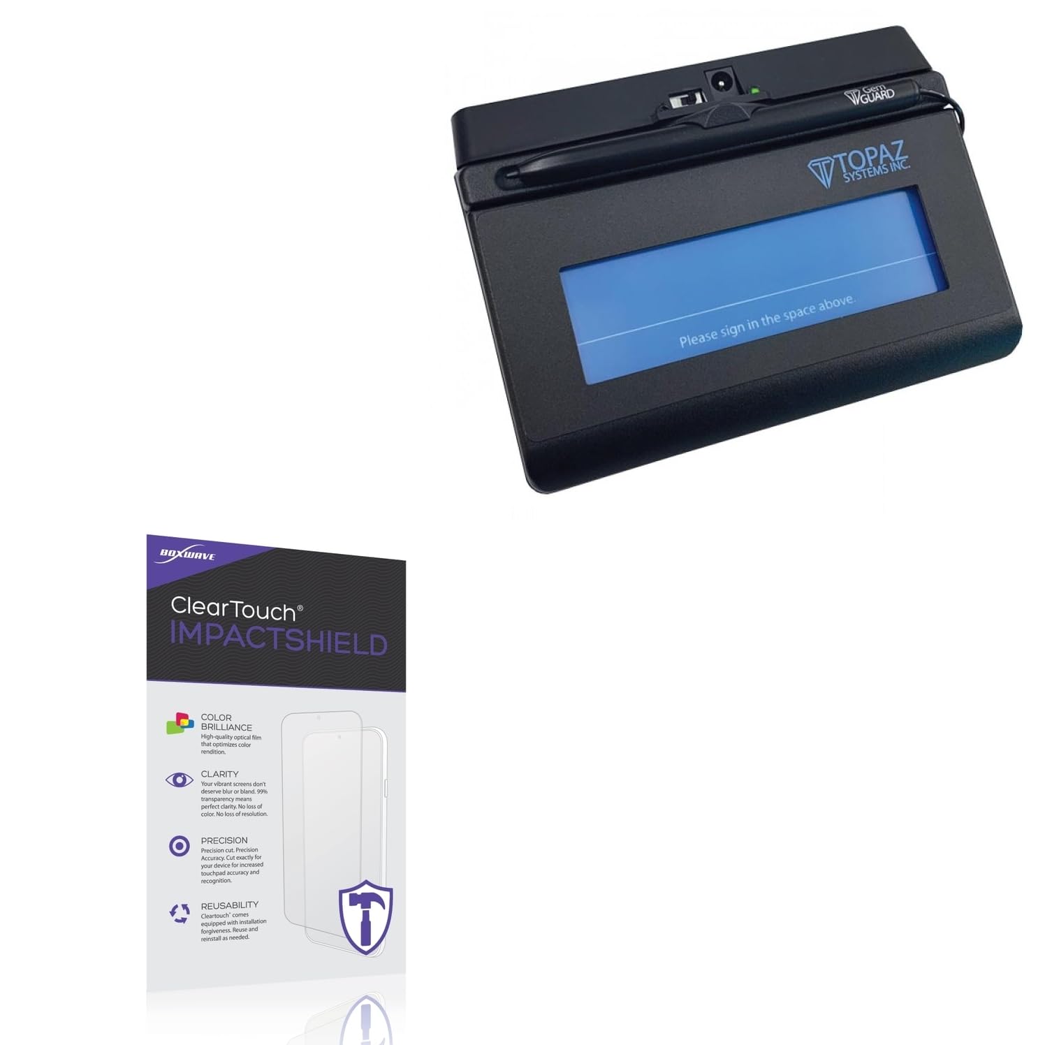 BoxWave Screen Protector Compatible with Topaz SigLite 1x5 - ClearTouch ImpactShield (2-Pack), Impenetrable Screen Protector Flexible Film