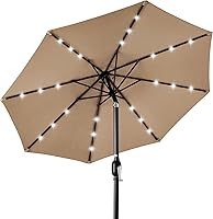 Best Choice Products 10ft Solar LED Patio Umbrella w/ 24 Lights, Tilt Adjustment & UV-Resistant Polyester Fabric