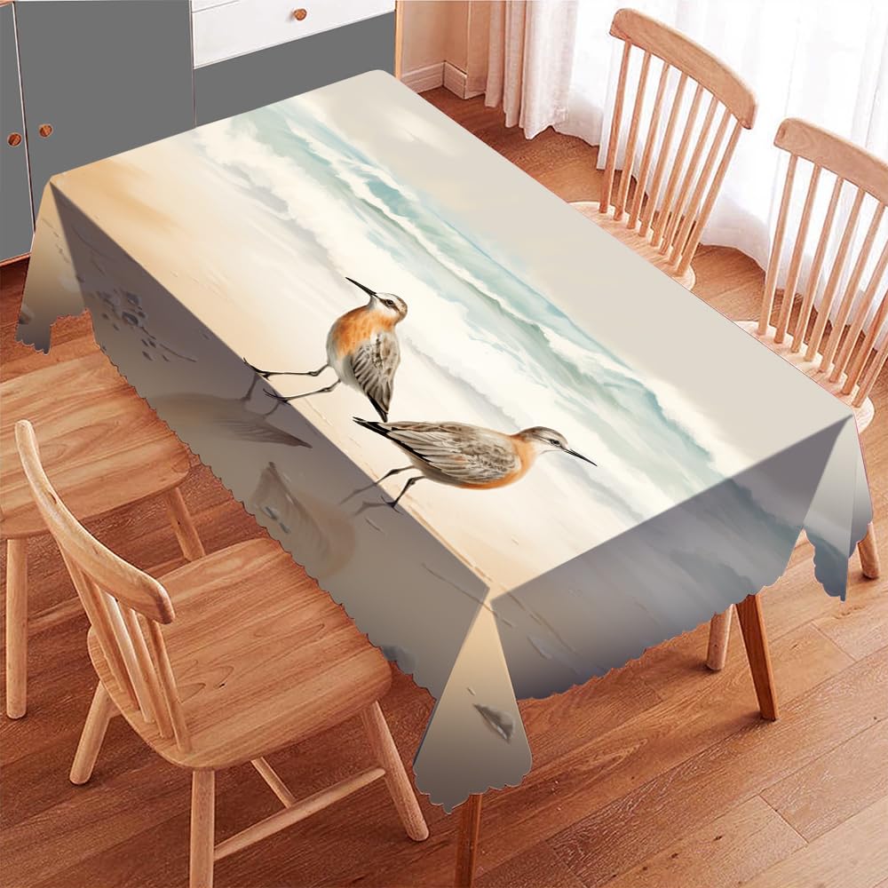 Nappe de table décorative oiseaux marins plage style vintage 137x183