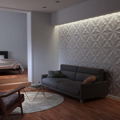 Miniatura 10 de Ekena Millwork WP20X20BMWH-CASE-50 19 5/8 pulgadas de ancho x 19 5/8 pulgadas de alto Blossom EnduraWall Decorativo 3D Panel de pared Cubiertas