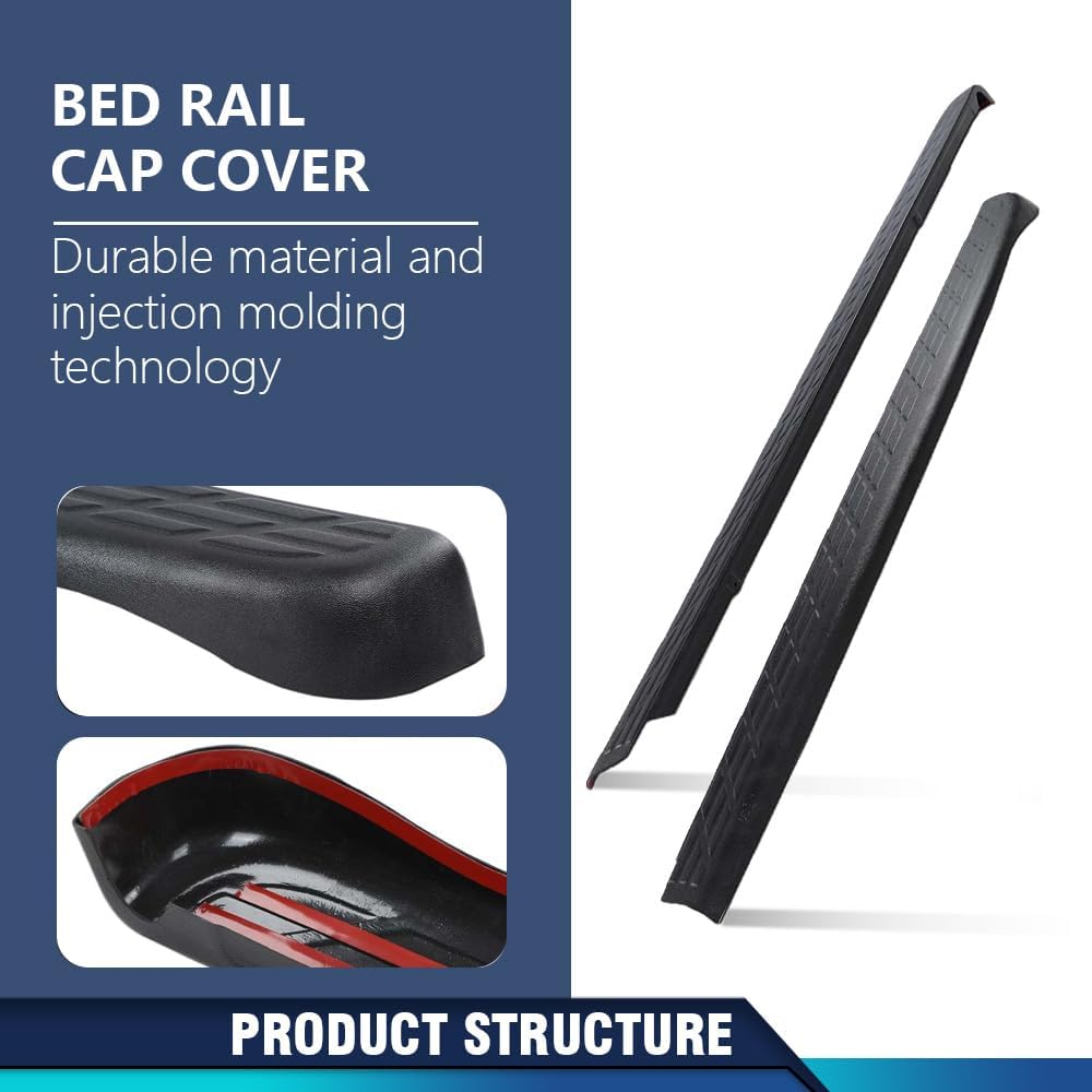PIT66 2PCS Truck Bed Rail Caps Cover w/o Hole, Compatible with 2007-2013 Chevy Silverado 1500/2007-2014 Silverado 2500 HD 3500 HD(Only Fits 6'6" Bed, Will Not Fit 2007 Classic)