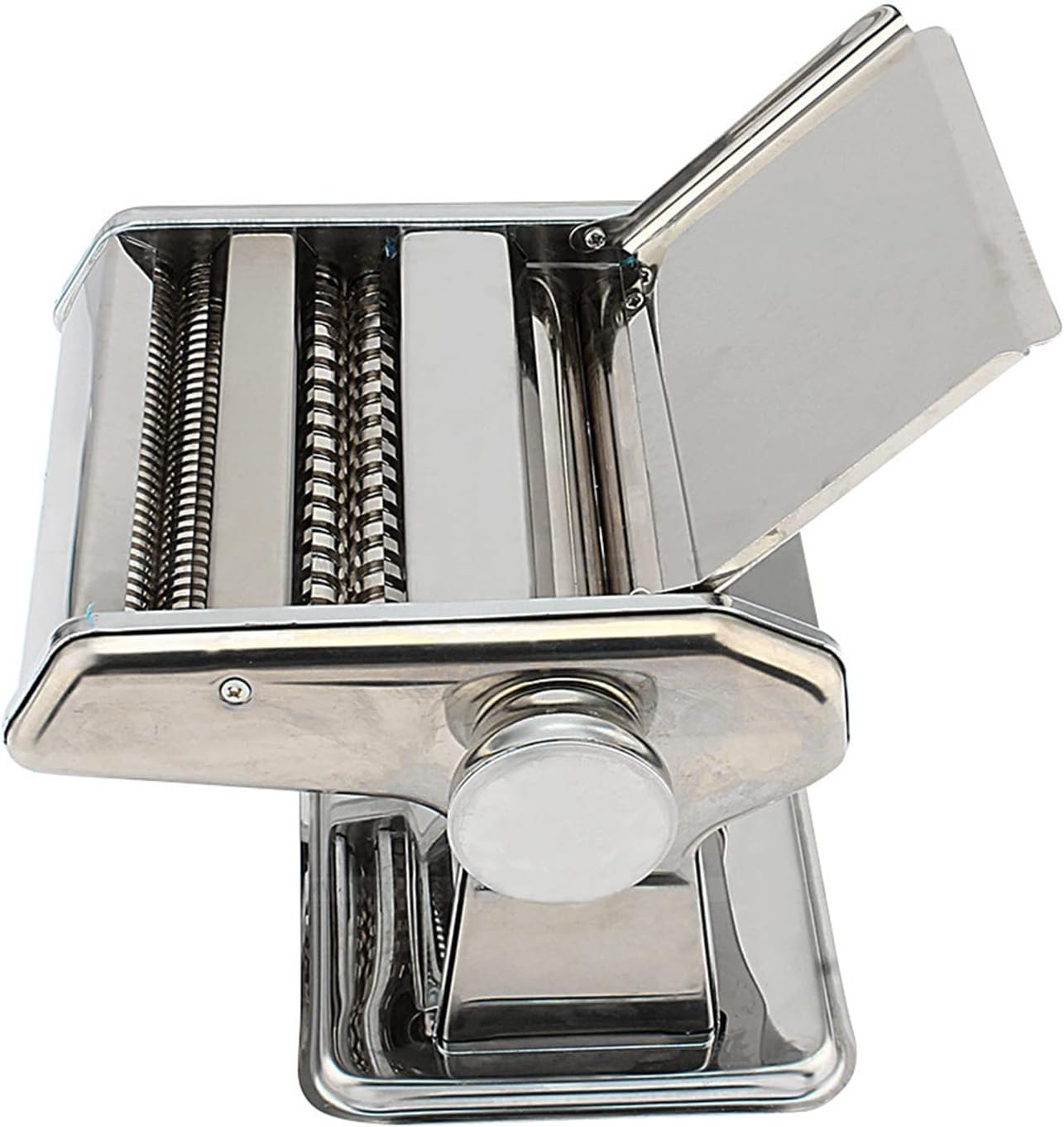 Zerodis Manual Stainless Steel Pasta Maker Noodle Press Machine with 2 Adjustable Blades for Homemade Lasagne Spaghetti Tagliatelle