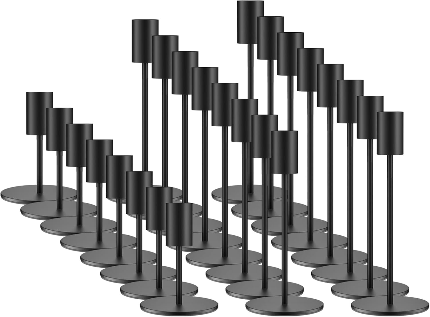 Set of 24 Black Taper Candle Holders Bulk Candlestick Holders, Decor Candle Stick Candle Holder for Table or Mantel Centerpiece, Wedding, Dinning, Party Home Decor Black set of 24