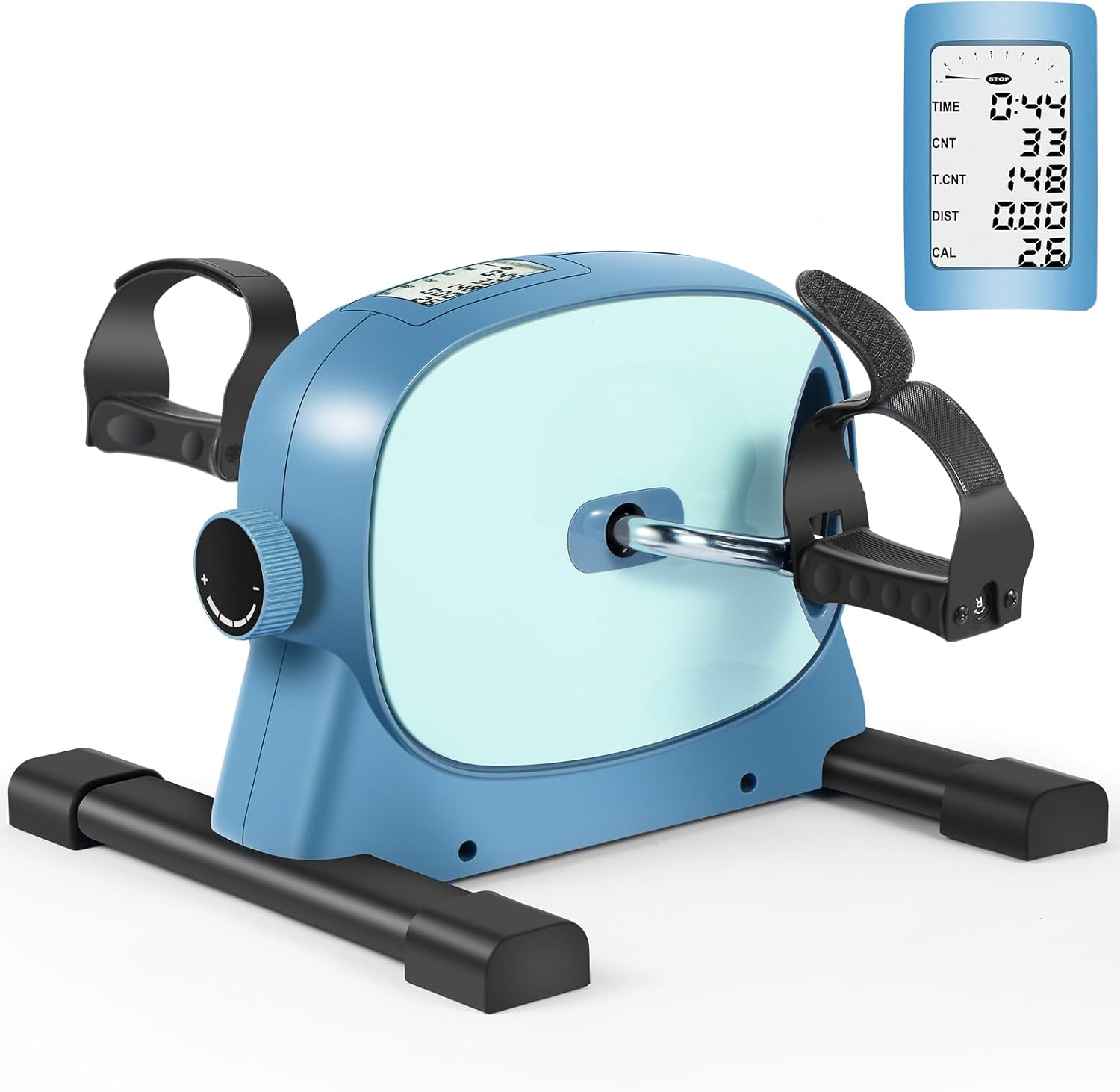 Under Desk Bike Pedal Exerciser, Portable Mini Exercise Bike with LCD Display for Home/Office, Desk Cycle for Leg/Arm with Handle, Leg Exerciser While Sitting for Physical Therapy