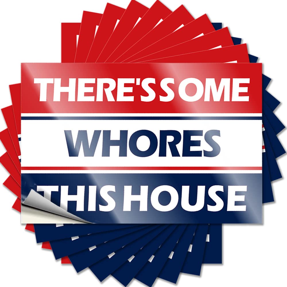 Decals for Cars There's Some Whores in This House Funny Sticker 10 Pcs Hardhat Stickers and Decals Man Cave Funny Signs(12X18CM)