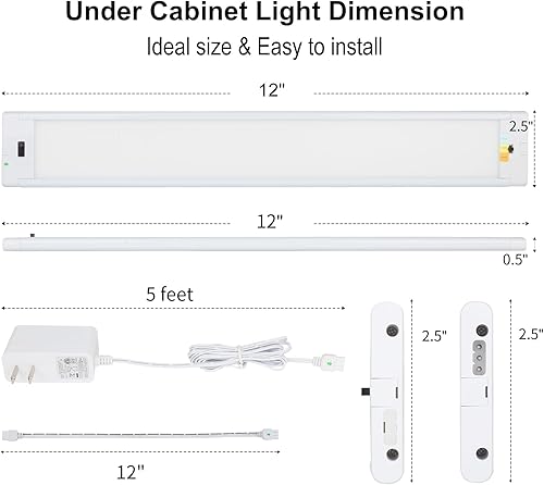 Miniatura 6 de Luz ondulada para debajo del gabinete de cocina, luz LED enchufable, 3 CCT 3000 K4000 K5000 K, iluminación regulable debajo de la encimera, luces de