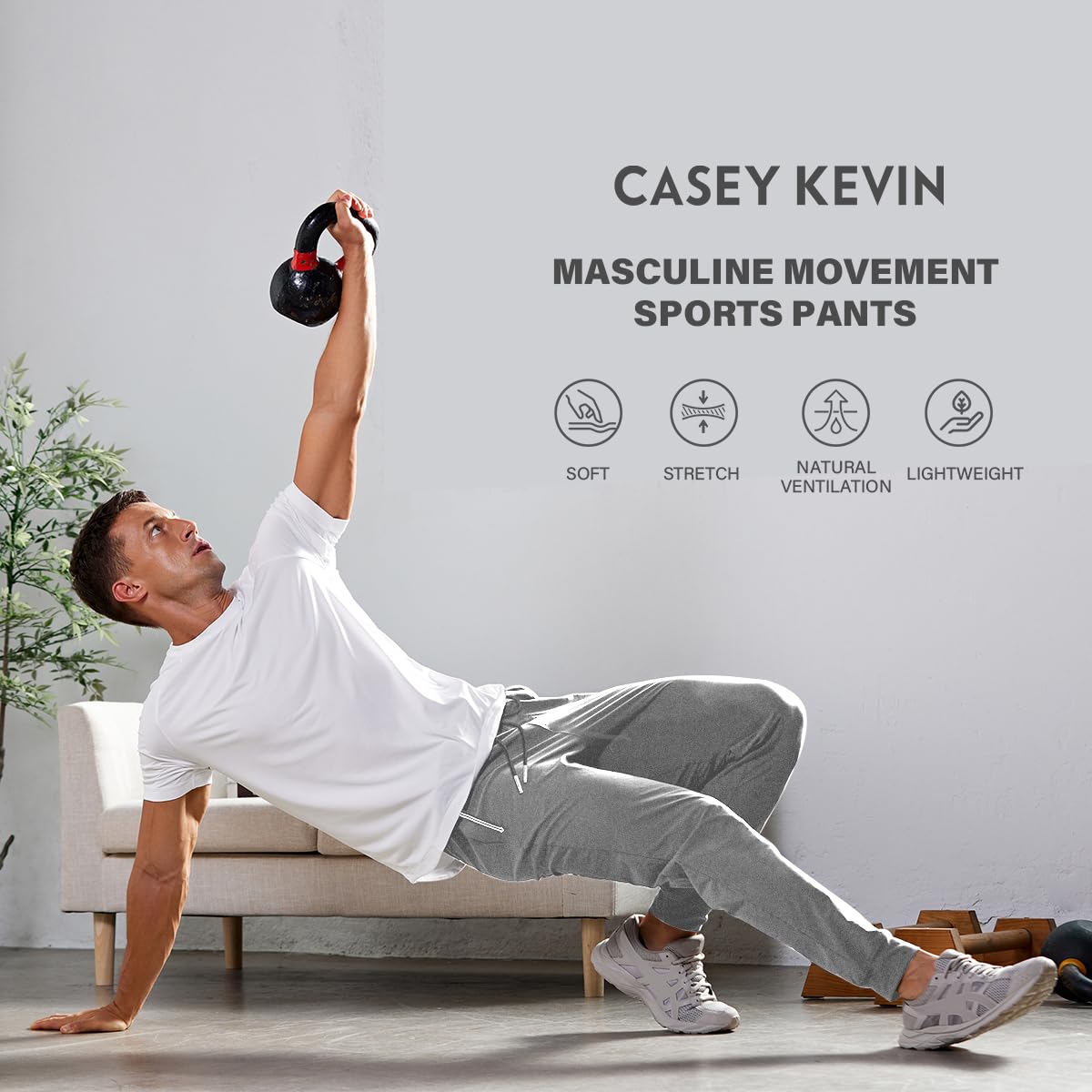 Casey Kevin Pantalones Deportivos Hombre Pantalon Trekking Hombre Running Jogger Hombre Pantalon Chandal con Bolsillos Cremallera