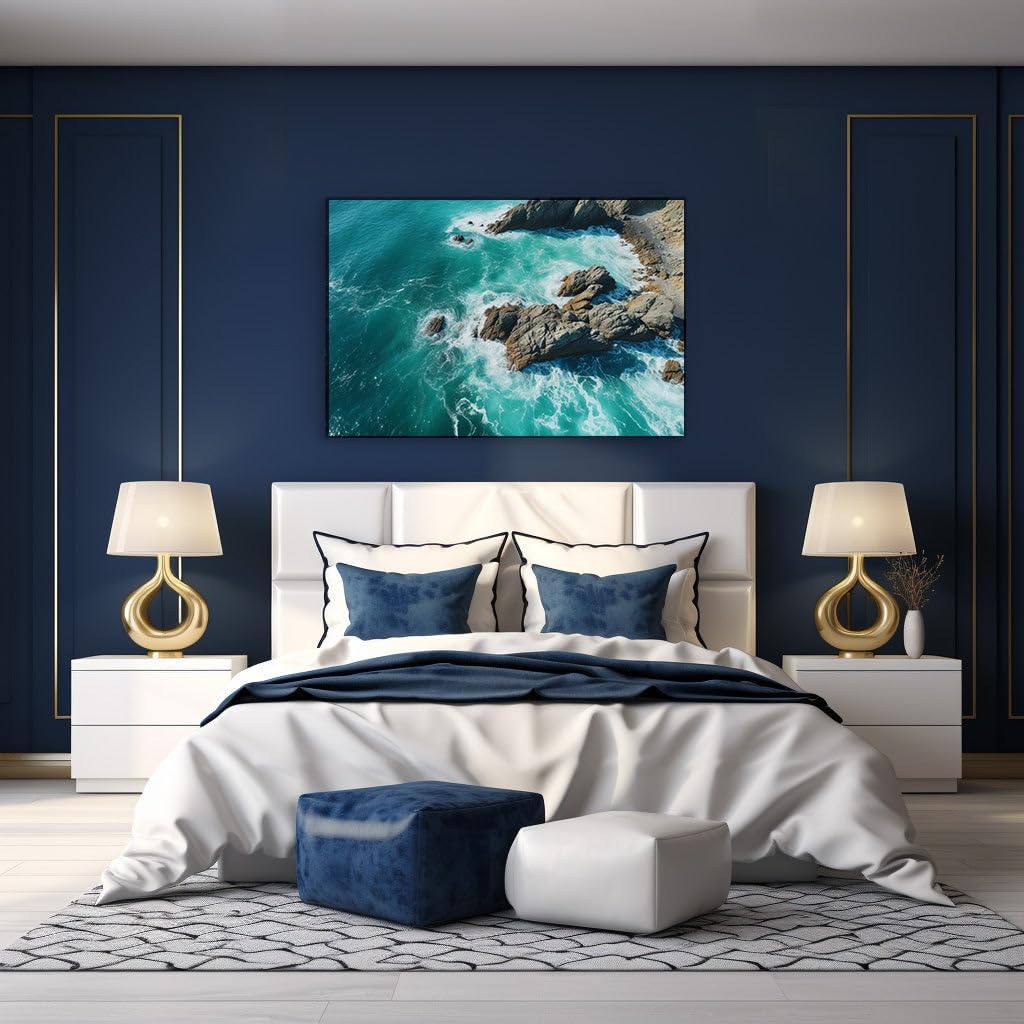 Canvas for Living room. Cliffs and Rhythms of the Ocean Uniting in Nature's Spectacular Dance, 27 x 18 inch Canvas Wall Art - Contemporary Masterpieces - Modern Home Decor - 69x46 cm (27x18 inch)