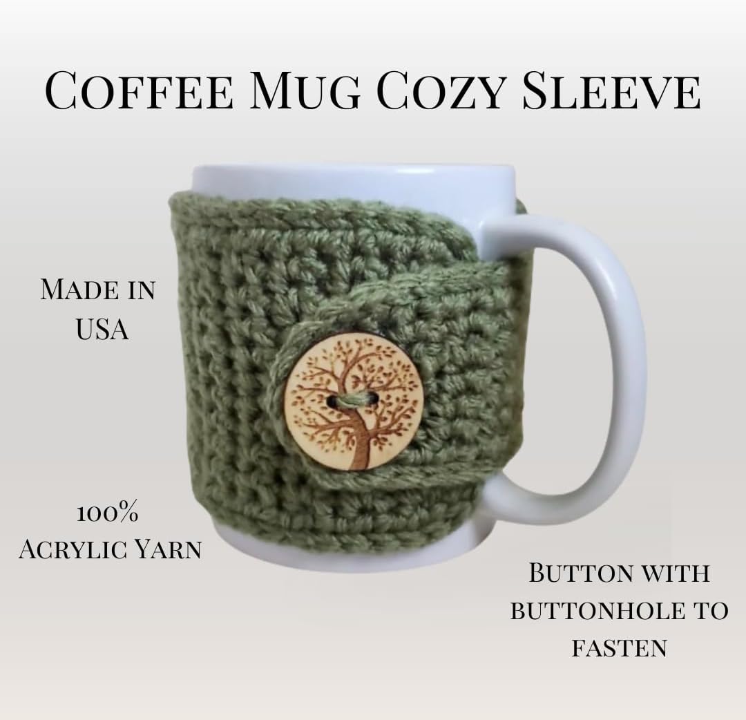 Sage and Rose Pink Coffee Mug Cozy Sleeves, Tea Cozy Wraps for Mom, Cover for 11-Ounce Cups, Nature Themed Cozies