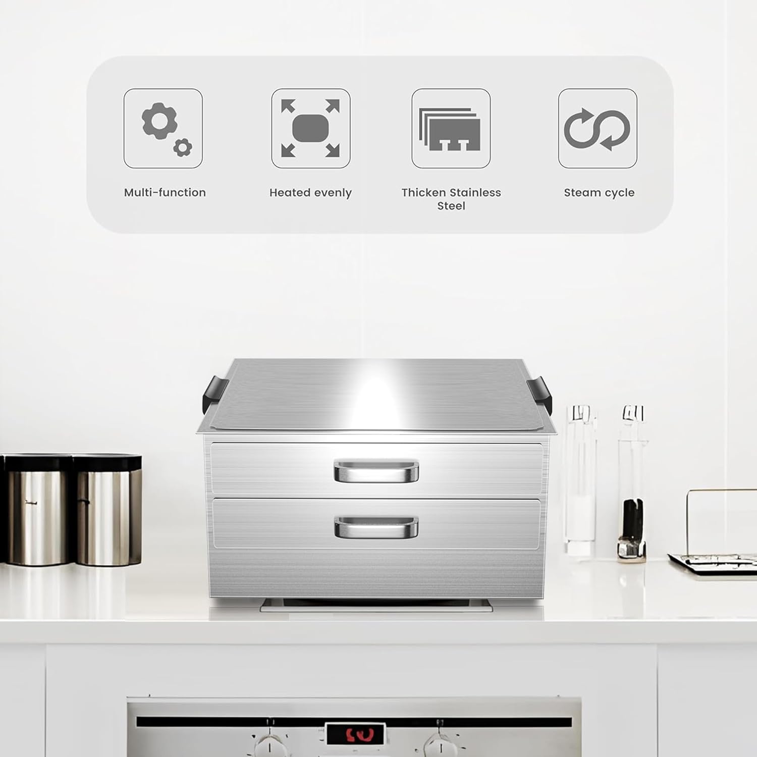 FERRISA Cantonese Rice Noodle Rolls Machine,Double-layer Steamer Vermicelli Roll Steamer Made with 430 Stainless Steel,Chinese Cheung Fun,Furnace Cooking Chinese Cuisine Recipes Cookware