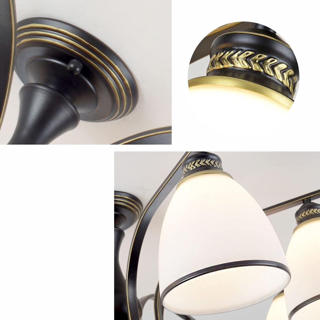 80% оƒƒ Dіѕсоunt BOKT Flush Mount Ceiling Light Chandelier Black Vintage Ceiling Light Fixture Metal Iron Chandelier for Dining Room, Bedroom, Living Room E26 (3 Lights)