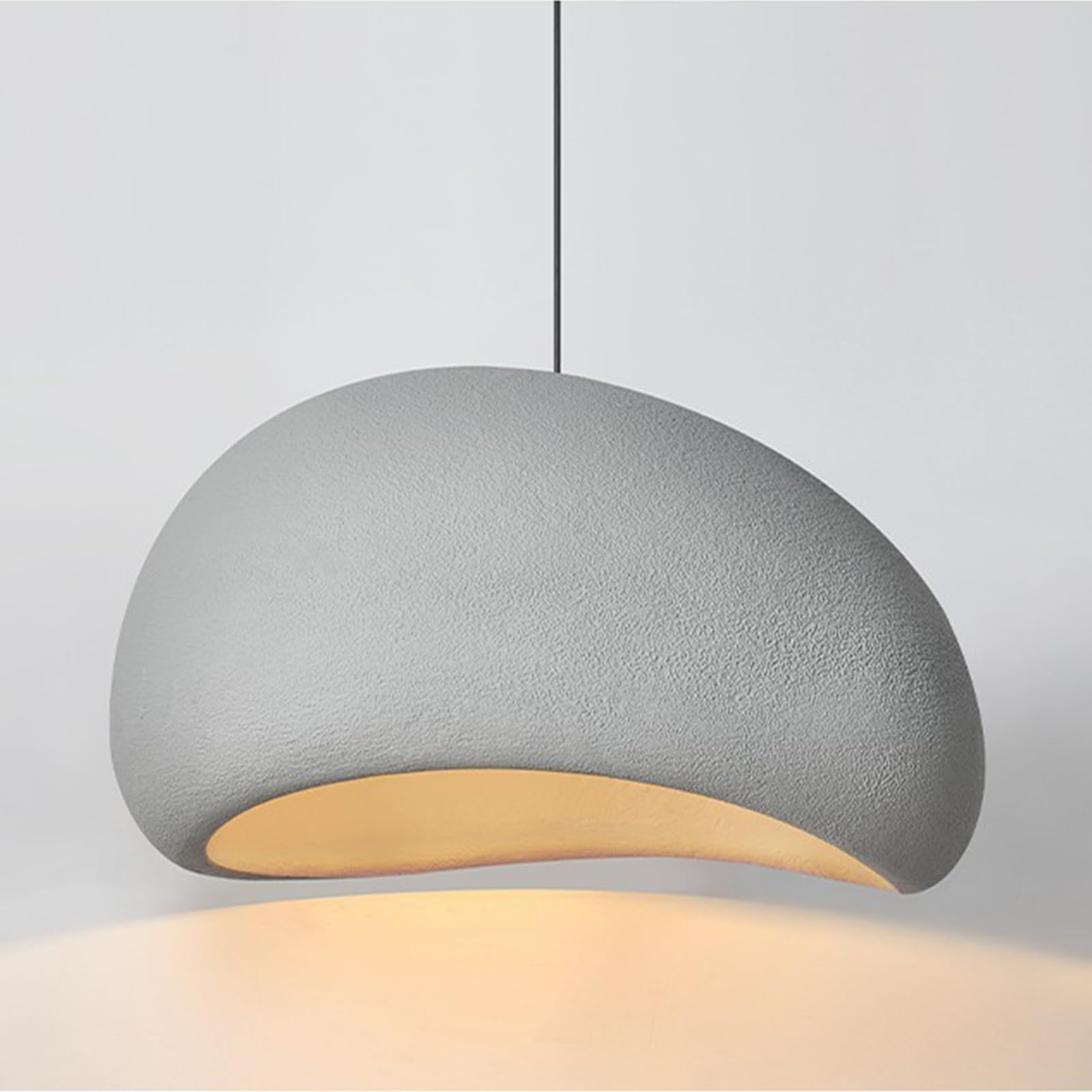 Kreatywna nordycka lampa wisząca z osłoną z symulowanego kamienia, lampa wisząca E27 z regulowanym oświetleniem sufitowym, do sypialni, jadalni, salonu, szary