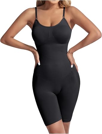 Womens Spaghetti Strap Tank Top Short Jumpsuit Bodysuit Tummy Control Seamless One Piece Catsuit for Gym Workout