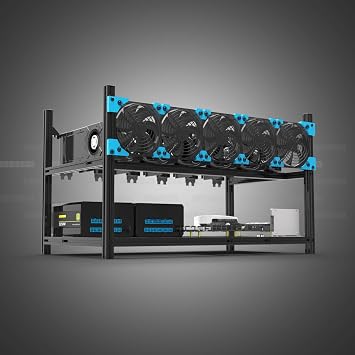 Mining Case V3 Classic Edition 6-Bay Open Air Frame for Eth / etc / Zcash Black and Silver