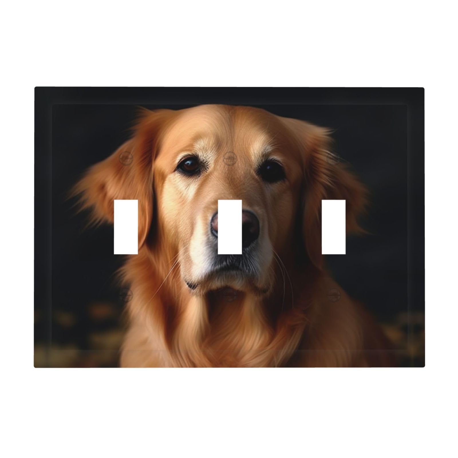 Kloph Golden Retriever Decorator Light Switch Covers Wall Plate 3-Gang Mid Size 6.7" X 4.8" Triple Toggle Switch Wallplate Decorative 3 Gang Wall Switch Plate Covers Polycarbonate Thermoplastic