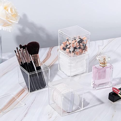 Miniatura 3 de LOVPLAY Caja de acrílico transparente de 3.5 x 3.5 x 3.5 pulgadas con tapas, contenedores cuadrados de plástico, caja de almacenamiento para el