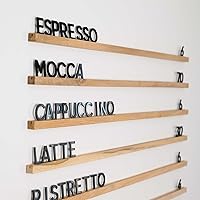 Vista 7 de Inko Horeca - Wooden Wall Menu Board - Set of 10 Regular Rails - Changeable Board - Letter Shelf Menu - Letter Display Wall Ledge Shelf - 400 pcs