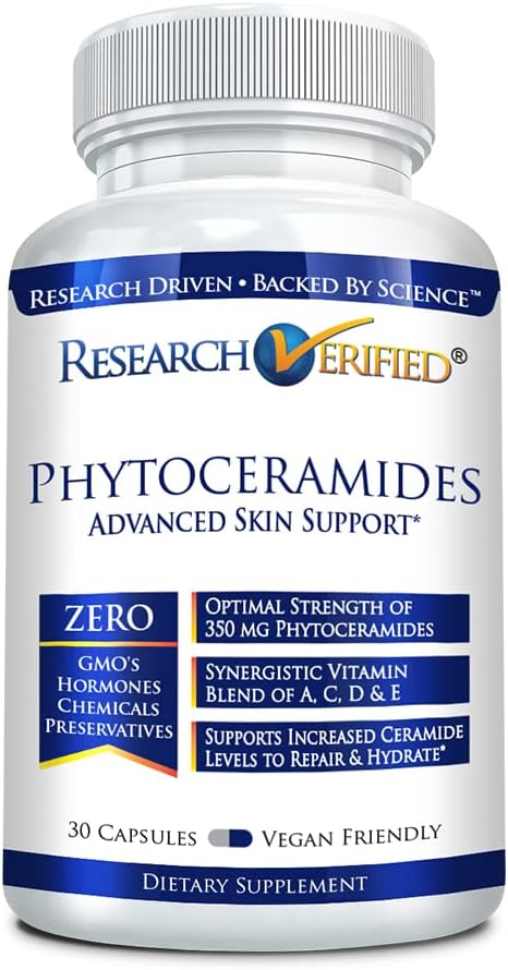 Research Verified100% Pure Phytoceramides - 100% Pure Wheat Extract Oil - with Vitamin E- #1 Wrinkles Fighter - 30 Capsules - 1 Month Supply