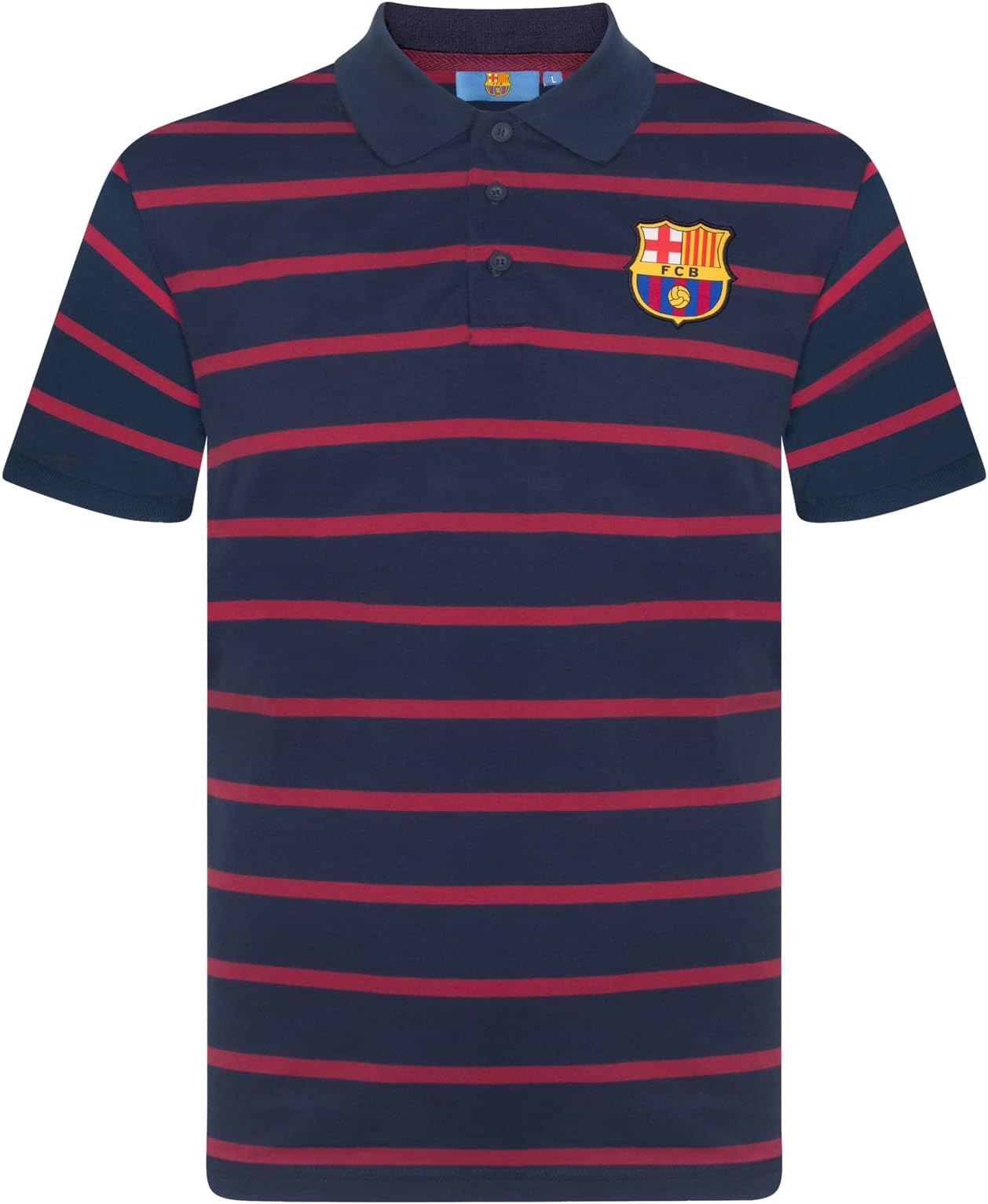 FC Barcelona Official Soccer Gift Mens Striped Polo Shirt