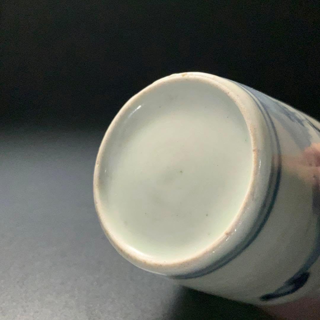 伊万里染付花鳥図姫猪口　梅に鶯　骨董　古伊万里　豆猪口 6R1245wダS 伊万里染付花鳥図姫猪口 梅に鶯 骨董 古伊万里 豆猪口 6R1245w