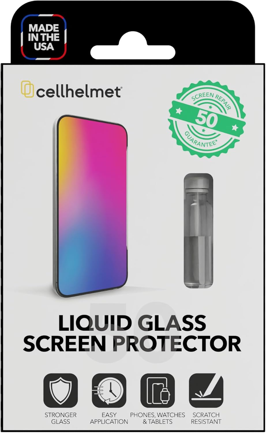 cellhelmet Liquid Glass Wipe On Extreme Glass Protection | $50 Repair Protection Guarantee | Scratch & Shatter Protection | Universal Glass Screen Protector for Phones and Smart Watches