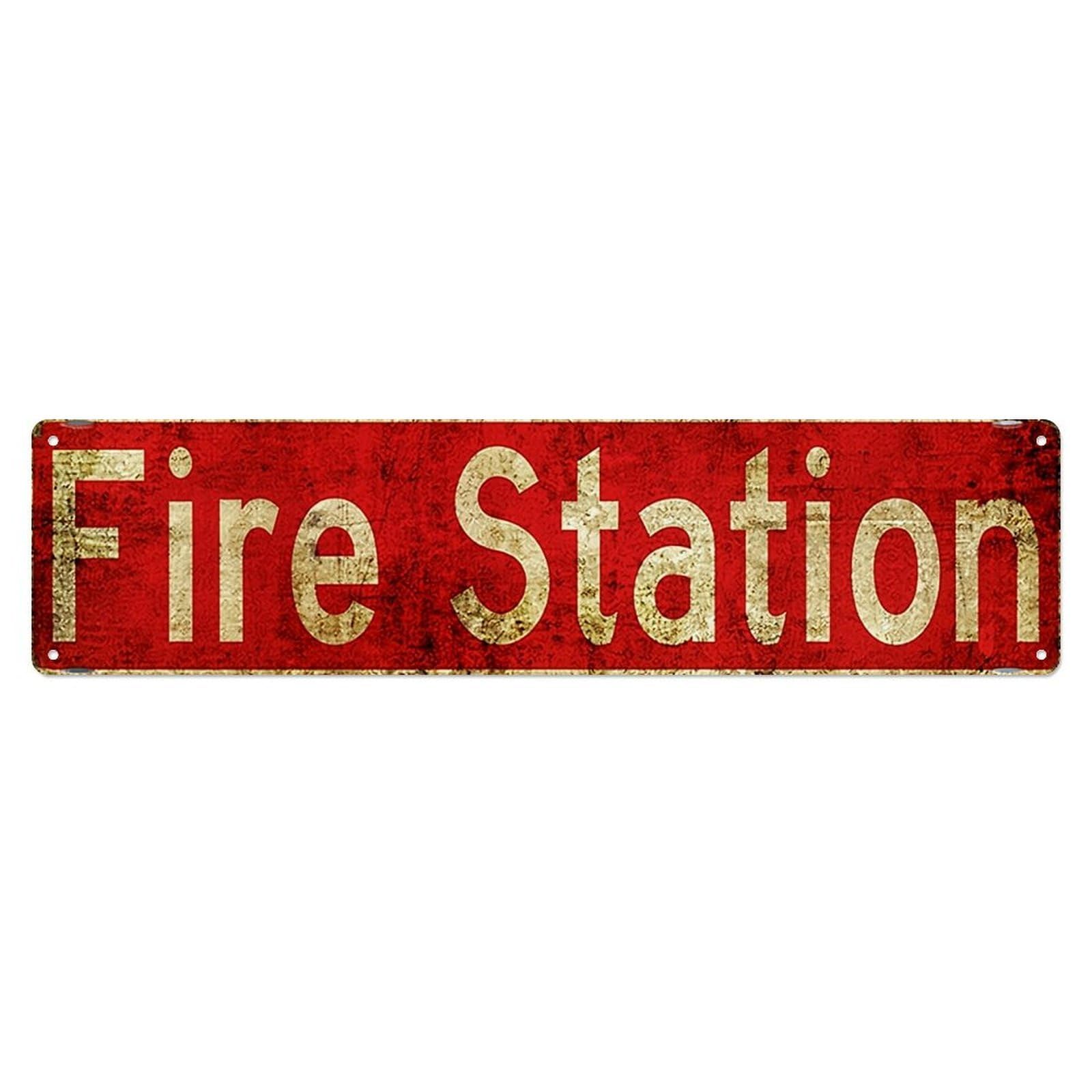 Fire Station Sign Pattern Metal Tin Sign Plaque