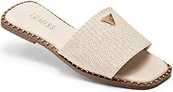 Sandália Rasteira Feminina Confortável Bico Quadrado Juta