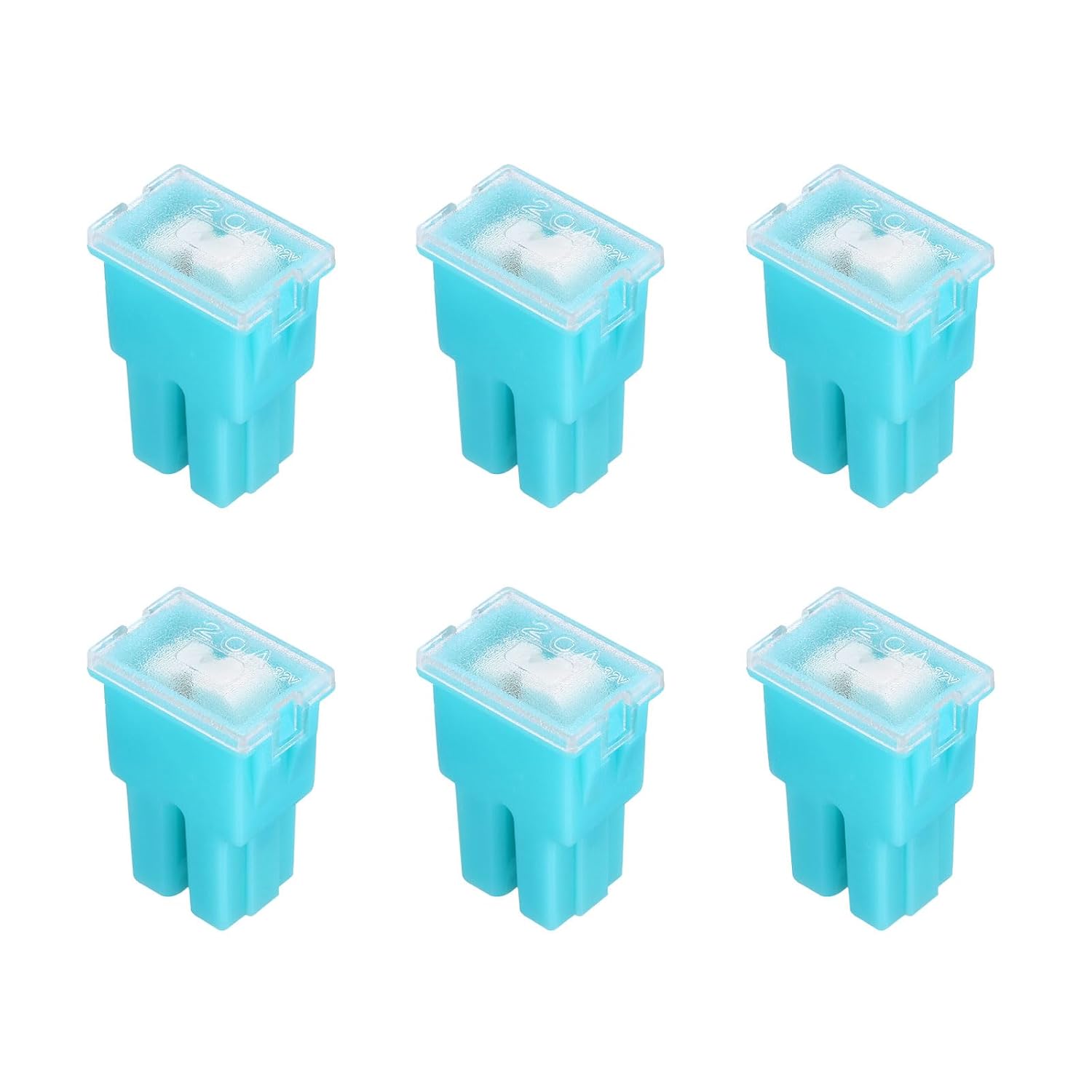 MECCANIXITY 6pcs Cartridge Fuse, 32VDC 20A Female Terminal Automotive Assortment J Case Fuse for Car, Truck, RV, Boats, Blue