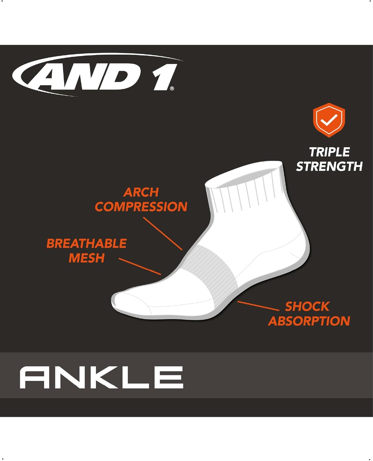AND1 Men's Socks - Athletic Cushion Quarter Cut Socks (24 Pack) - Image 2
