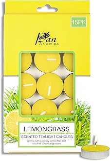 Pan Aromas - (Lemon Grass) Scented Tealight Candles| Pack of 15| Long Burning Tealight Scented Candles for Home, Office & Gifting - 2.5 hrs to 3 hrs Burn Time