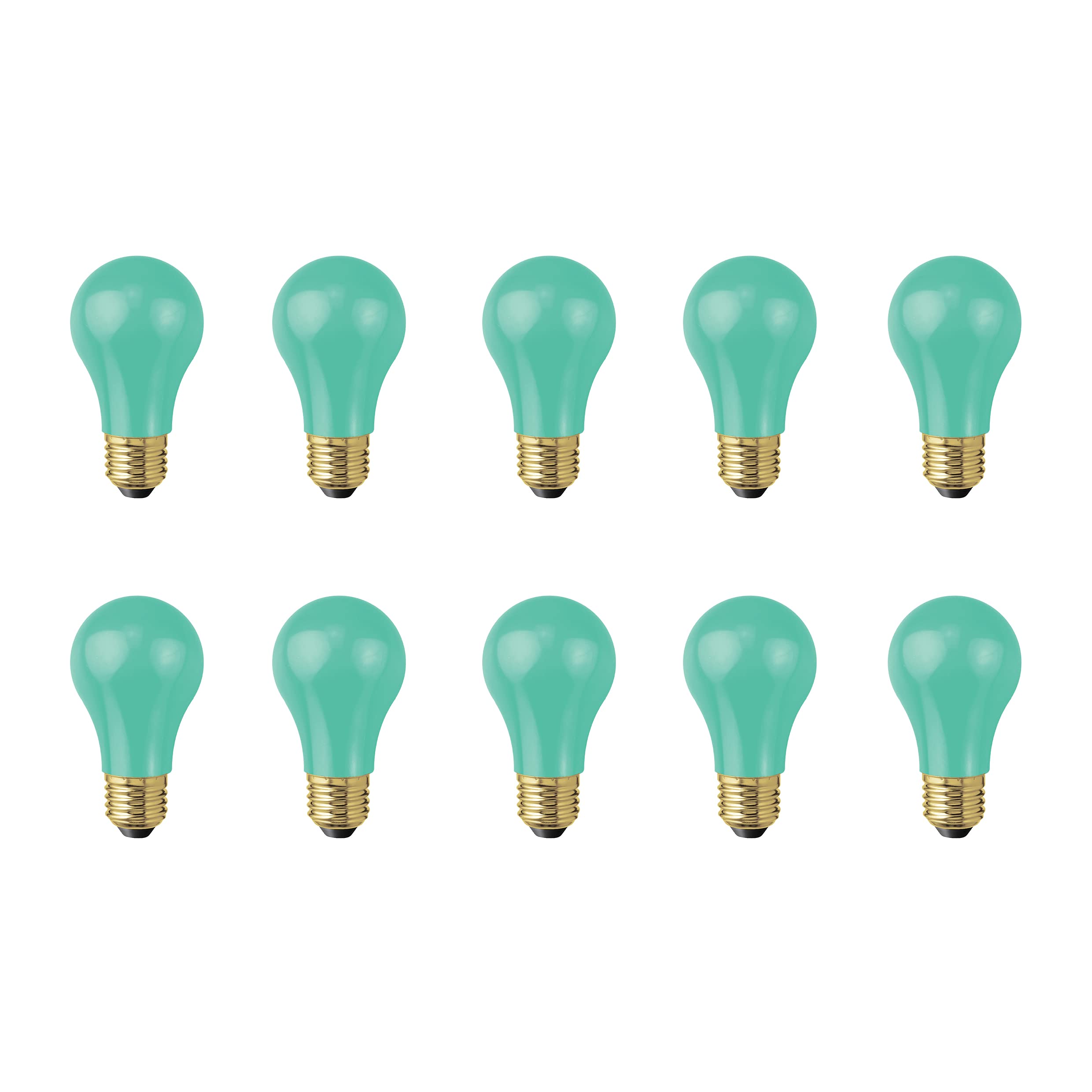 AMARCORDS - 10 Ampoules Led adaptés pour un usage en extérieur, résistants à l'eau, éclairage chaud 2700K, verre VERT type goutte, E27, 5W
