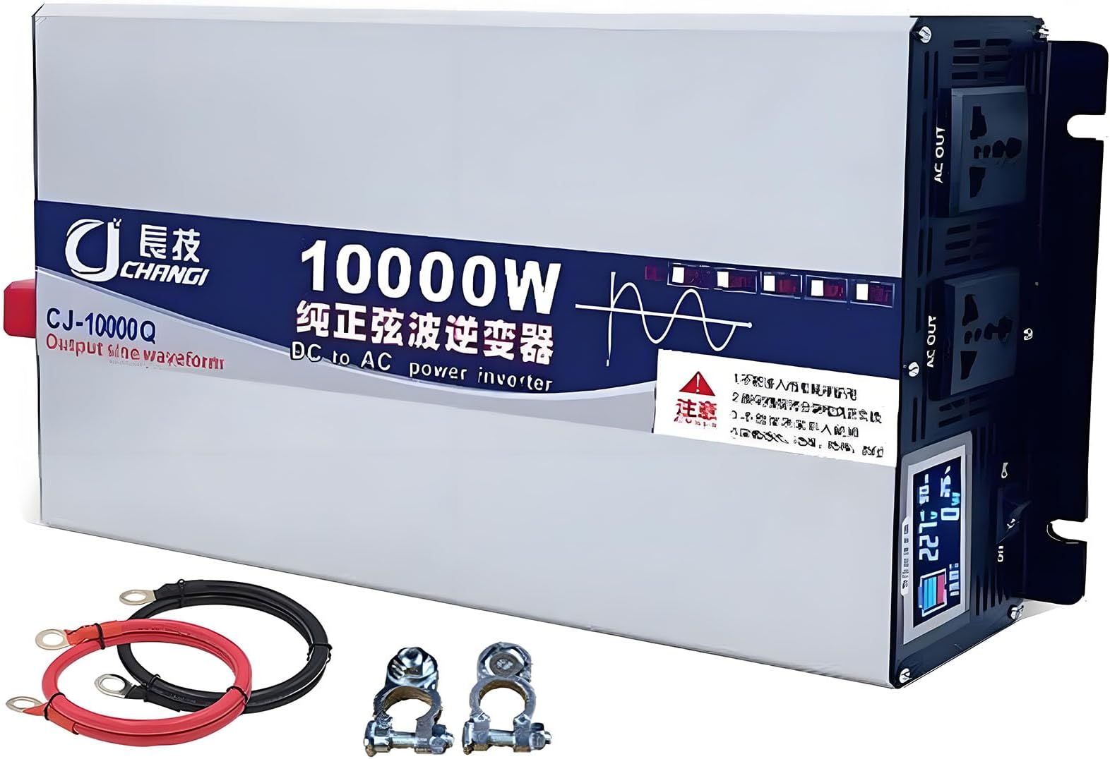 Upgraded high Power 6000W 8000W 10000W 12000W 16000W Pure Sine Wave Power Inverter 12V 24V 48V DC to 110V 220V AC Converter with LED Display for Car/RV Home Solar System(10000W,12Vto220V)